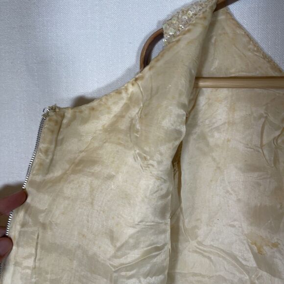 Vintage Hand-beaded tank top Iridescent handmade embellished 1960 blouse sequins - Picture 7 of 12